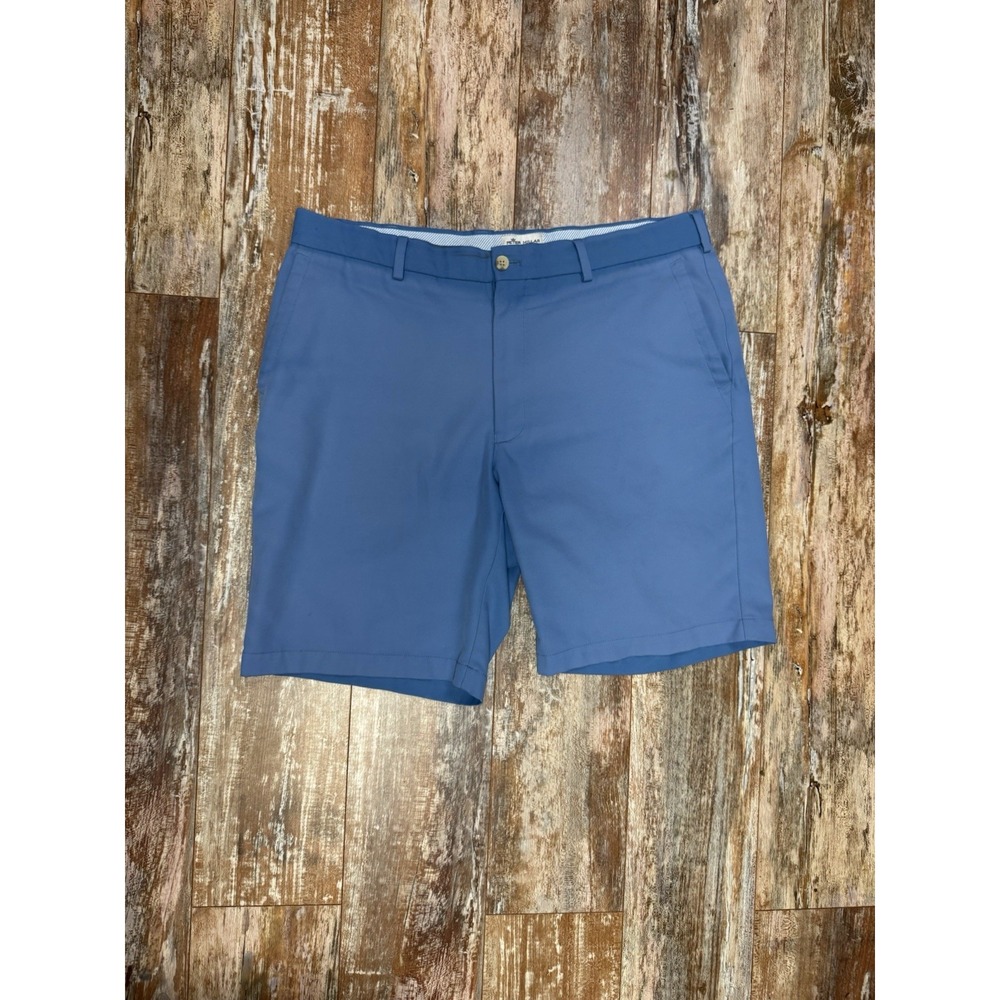 Mens Peter Millar Flat Front Golf Shorts Size 36 Blue Chino